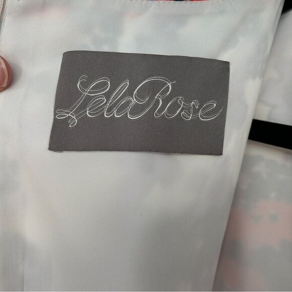 Lela Rose Multi Colored Floral Scalloped Long Sleeve Midi Dress Size 6 - Picture 7 of 14